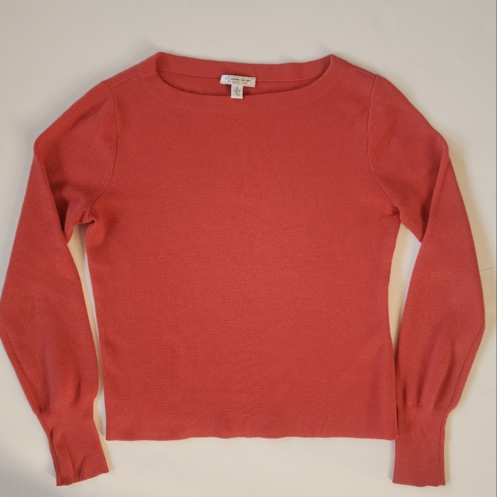 ST. John Sport by Marie Gray Coral Red Sweater Sz M